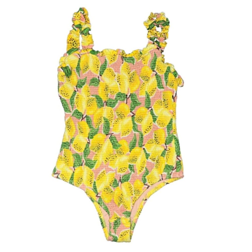Farm Rio Ruffle Lemon Print One Piece Swimsuit Size Small